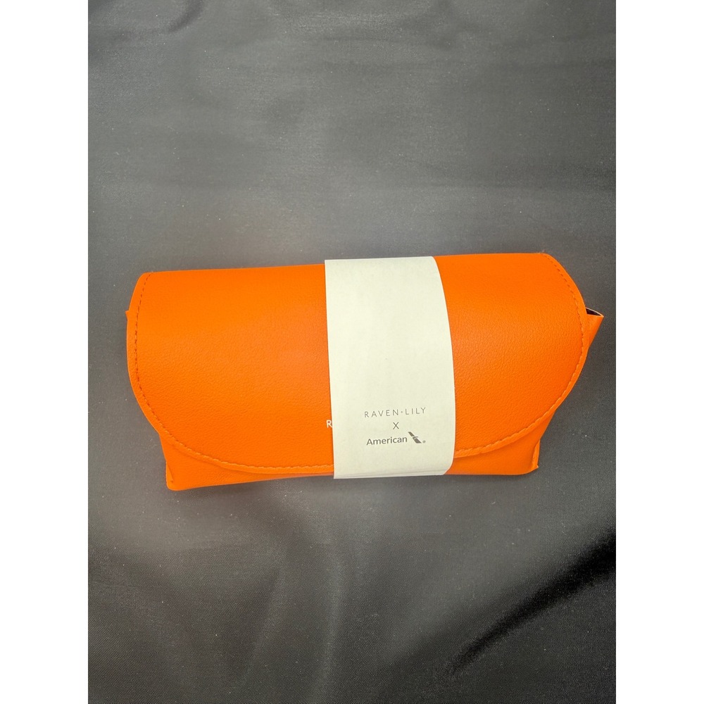 NWT RAVEN + LILY Amenity Pouch Unisex Orange Faux Leather Travel Bag OS